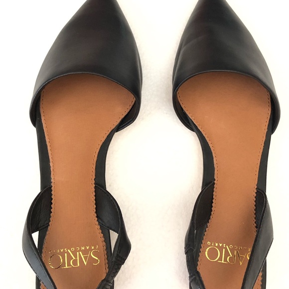 SARTO BY FRANCO SARTO — BLACK, POINTY TOW SLINGBACK FLATS - Picture 4 of 13